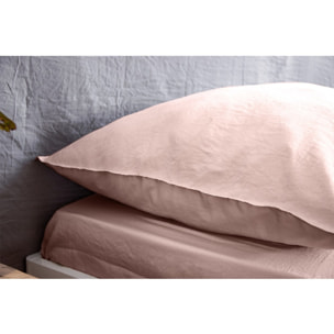 Drap Housse Microfibre Lavee - Bonnet 28cm Rose PoudrÉ