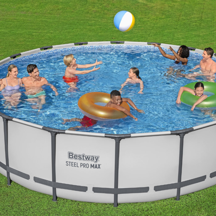 Bestway Piscine hors sol tubulaire ronde Bestway Steel Pro Max 549 x 122 cm gris clair