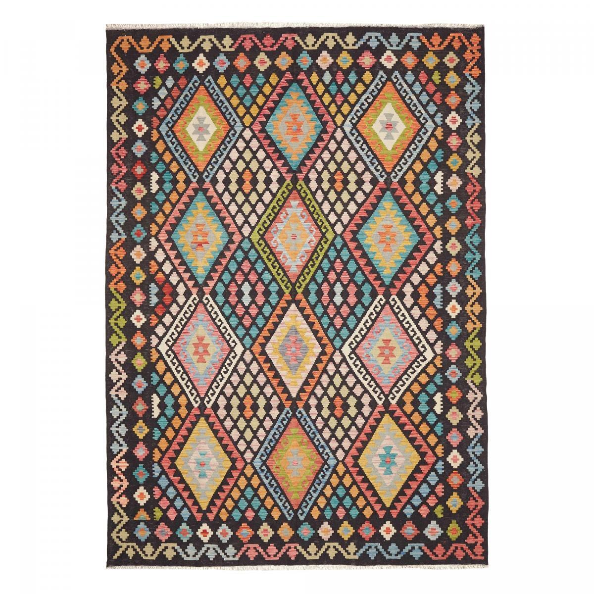 Tapis kilim au motif ethnique, tissé plat artisanal, UTUNOPI