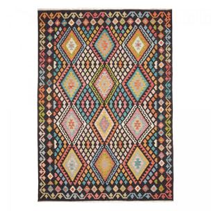 Tapis kilim au motif ethnique, tissé plat artisanal, UTUNOPI