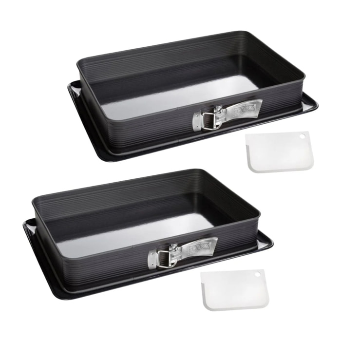 Ensemble de 2 Moules à charnière rectangulaire en acier émaillé et sa spatule 42 x 29 cm Zenker Deluxe