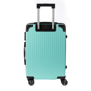 DAM Valigia grande volume trolley rigida ultraleggera, in ABS ad alta resistenza con angoli rinforzati. Chiusura numerica e 4 ruote doppie estraibili e girevoli a 360°. 52x31x78 Cm. Colore: Verde Acqua