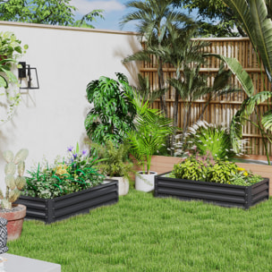 Lot de 2 carrés potager de jardin dim. 120x60x30 cm tôle d'acier ondulée gris