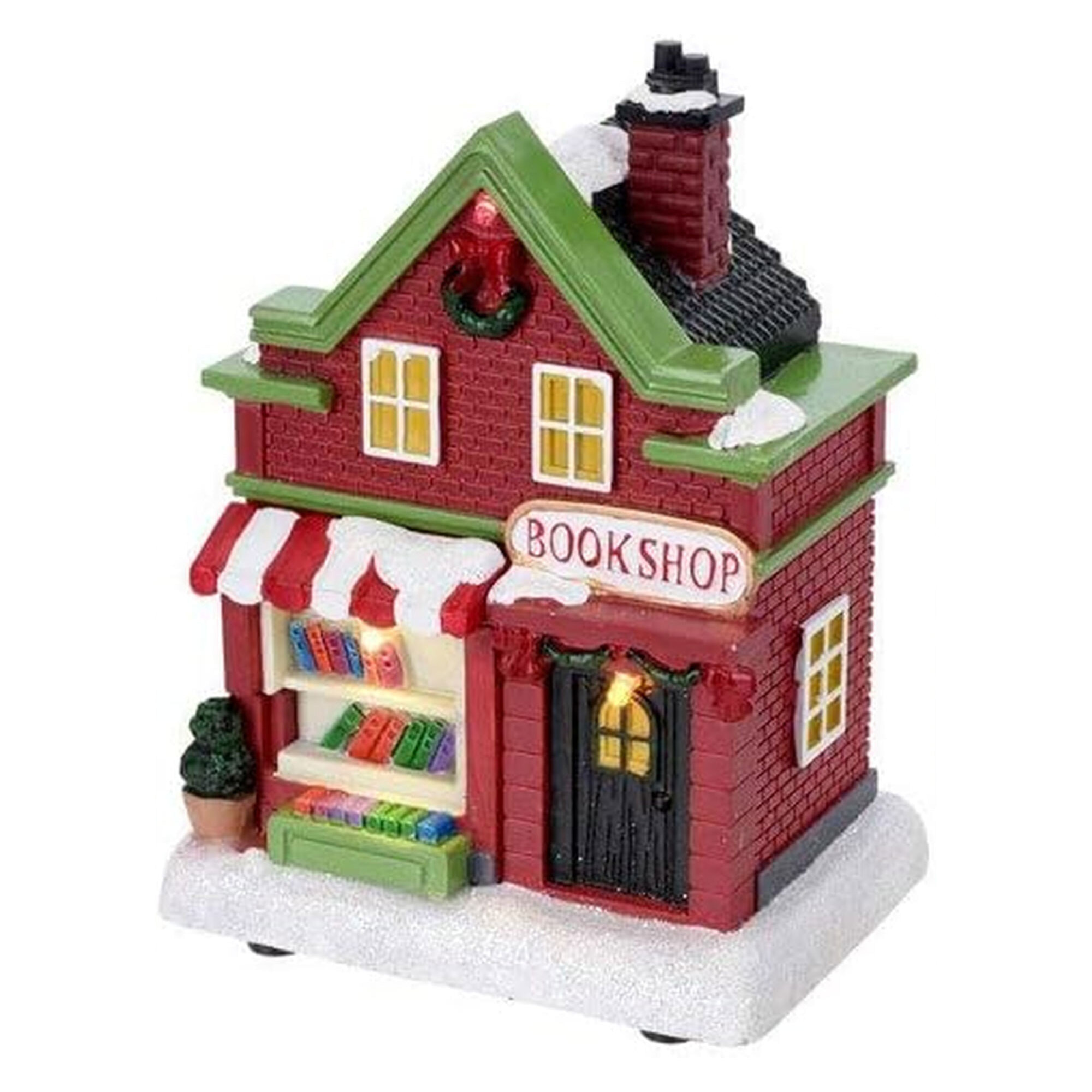 Conjunto de 14 piezas de escena de pueblo navideño con iluminación led