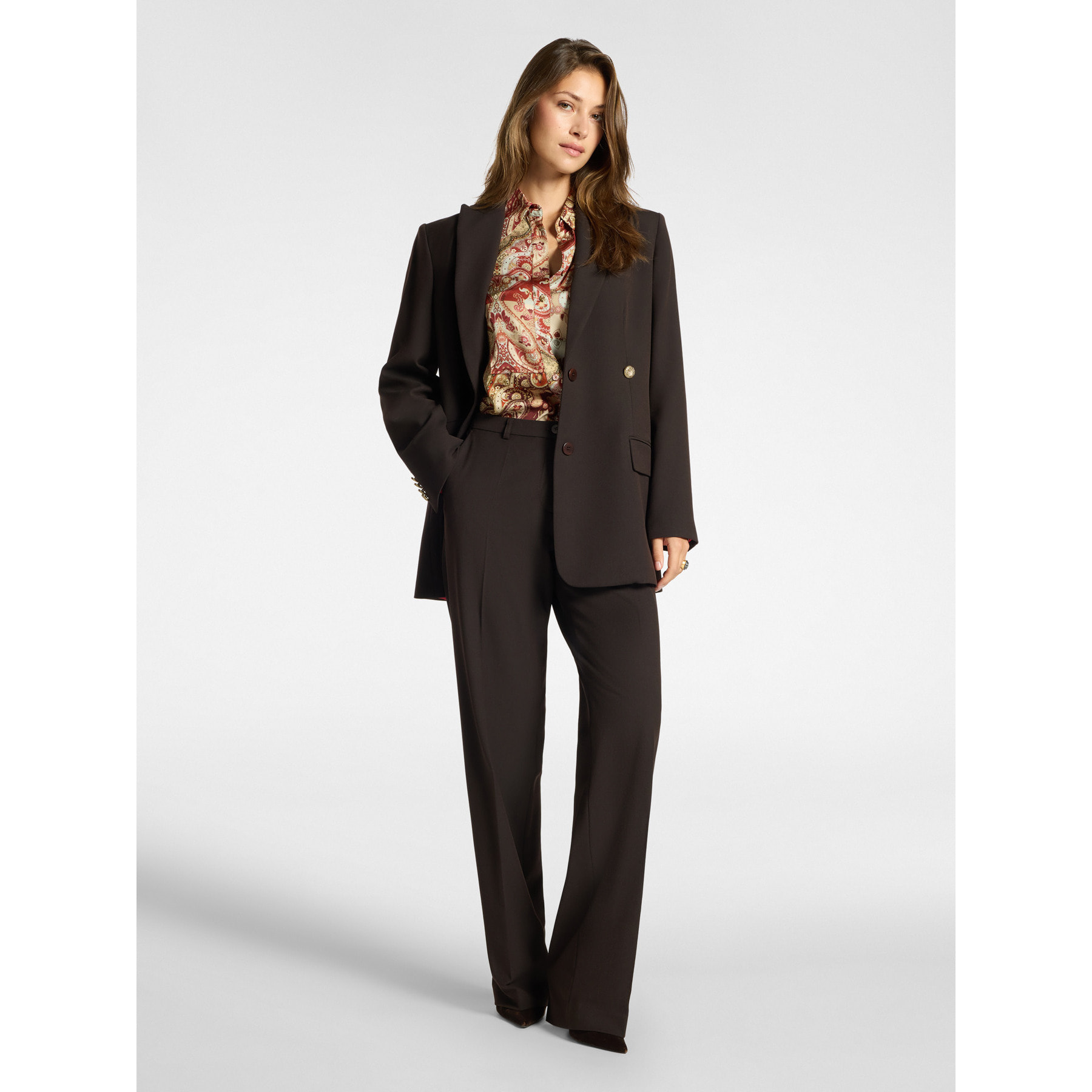 Elena Mirò - Blazer sartoriale in twill misto lana - Marrone