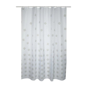 Rideau de douche Polyester THIKA 180x200cm QUALITà PREMIUM Beige - Anneaux inclus MSV