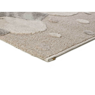 CLOWN Alfombra infantil con hipopótamo en color piedra, 120x170 cm