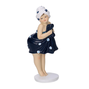 Statua in resina donna con asciugamano blu cm5,5x4,5h12,5