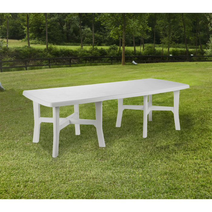 Tavolo da esterno Adonas, Ripiano allungabile da pranzo, Tavolo rettangolare da giardino multiuso, 100% Made in Italy, 160x100h72 cm, Bianco