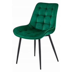 Set di 2 sedie Bera in velluto verde scuro e gambe nere