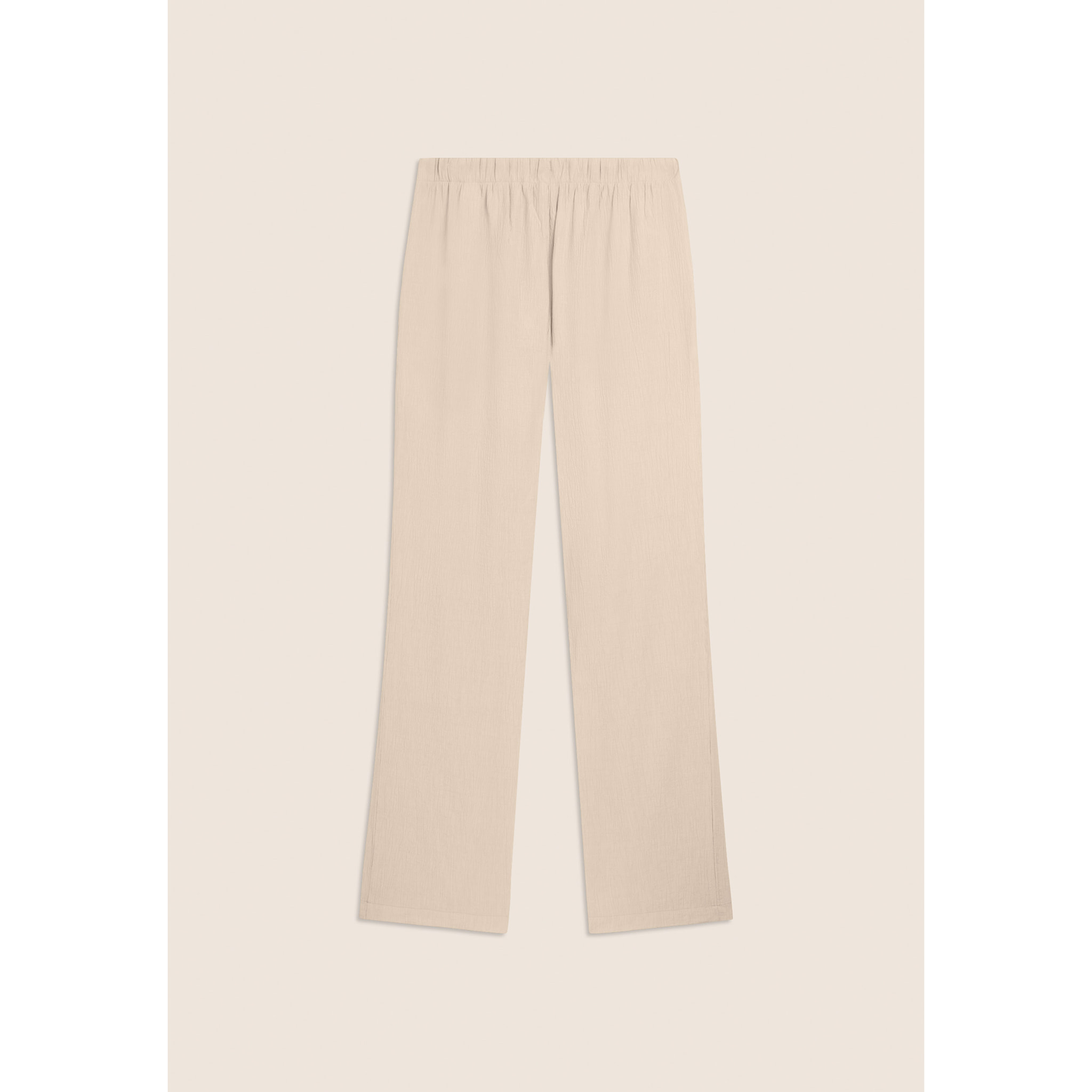 Pantaloni wide leg in tessuto crinkle fluido