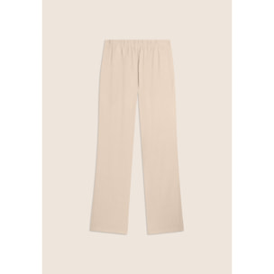 Pantaloni wide leg in tessuto crinkle fluido