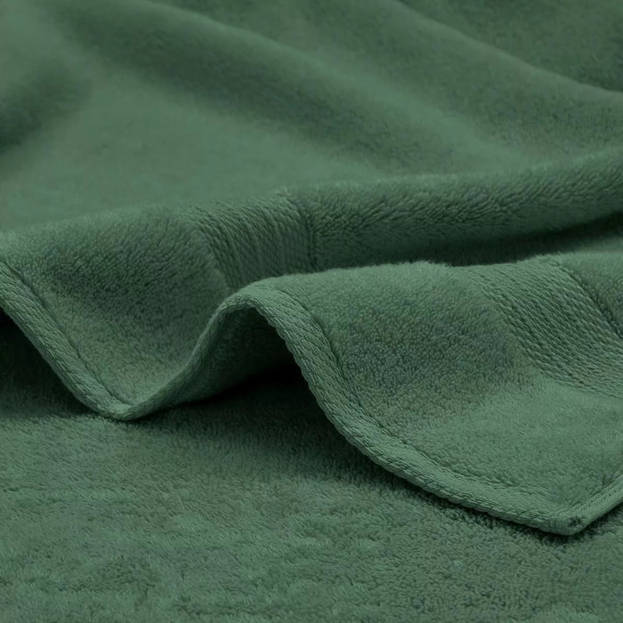 Serviette eponge pur coton 550 g/m² uni vert Elea kaki