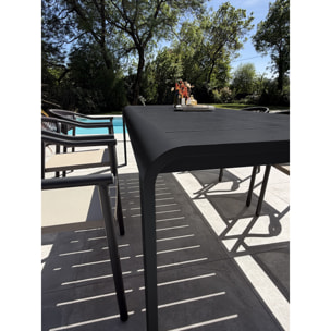 HANOI - Ensemble repas de jardin en aluminium 6 places coloris anthracite