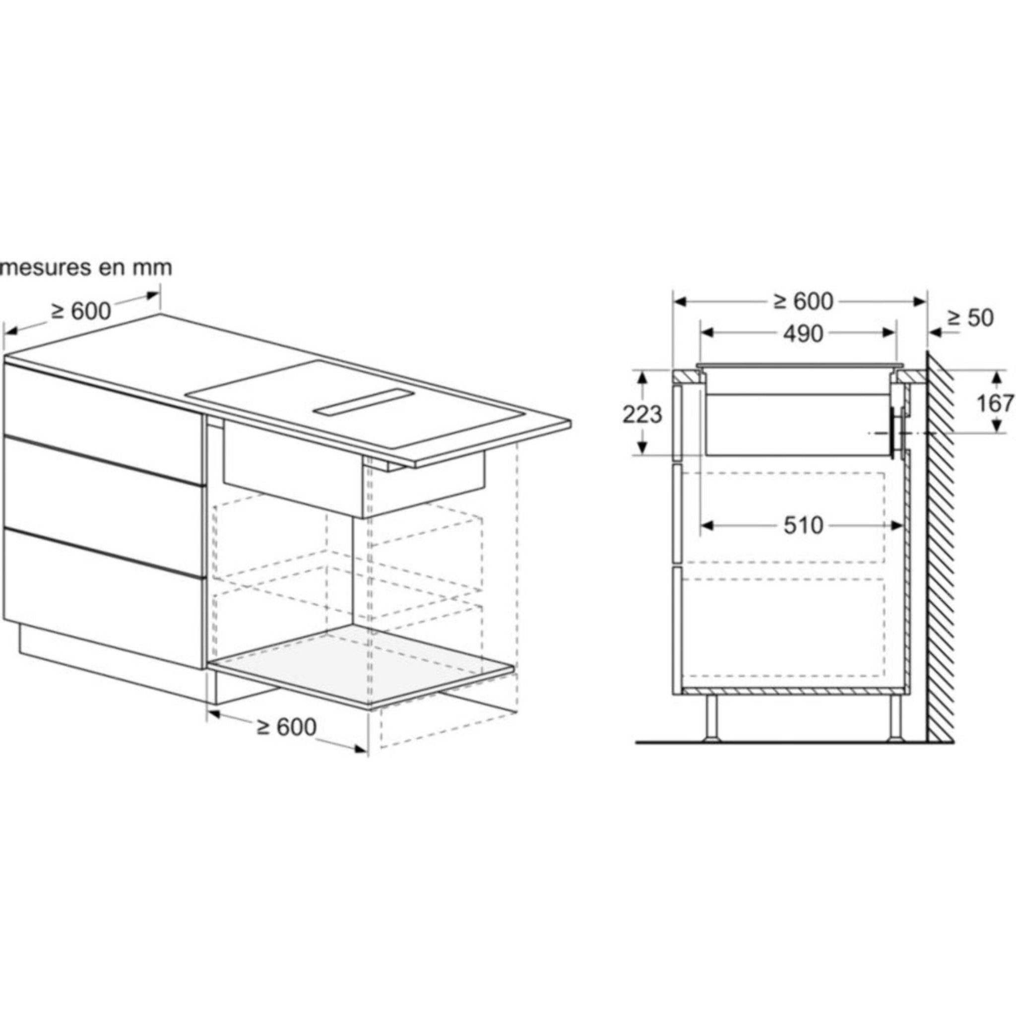 Plaque induction aspirante BOSCH PVS63SB16F, SERINITY, CombiZone