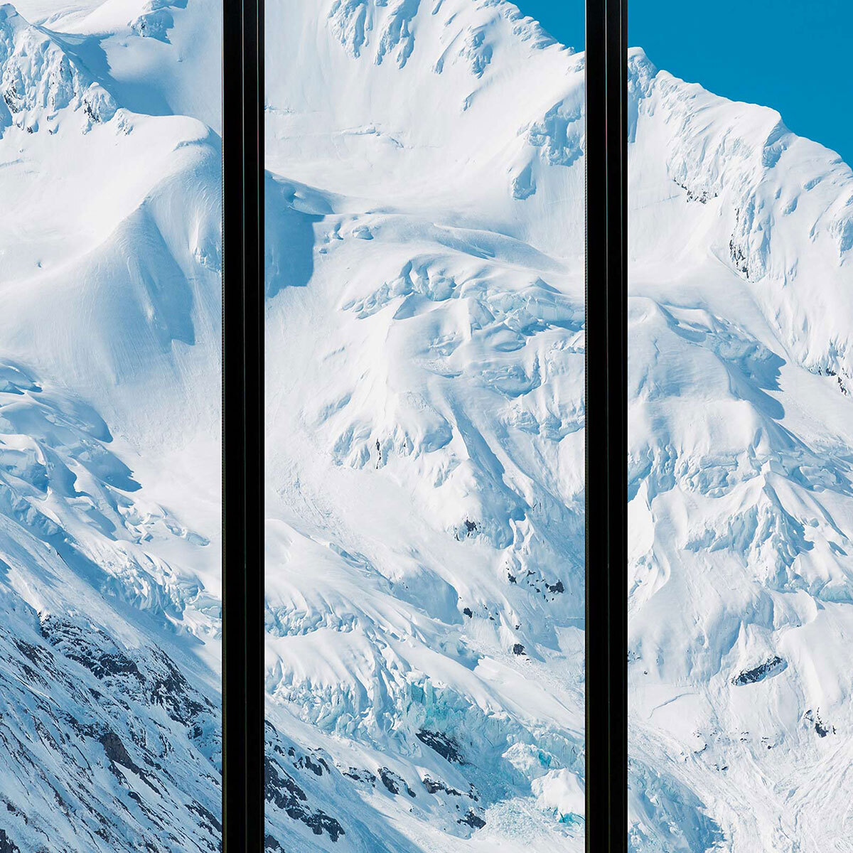 Papier peint, fenêtre sur montagne Intissé