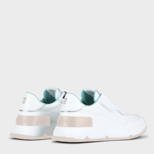 SNEAKER HOMBRE P06 DE PIEL Y PIEL EFECTO ESPEJO BLANCO PLATA