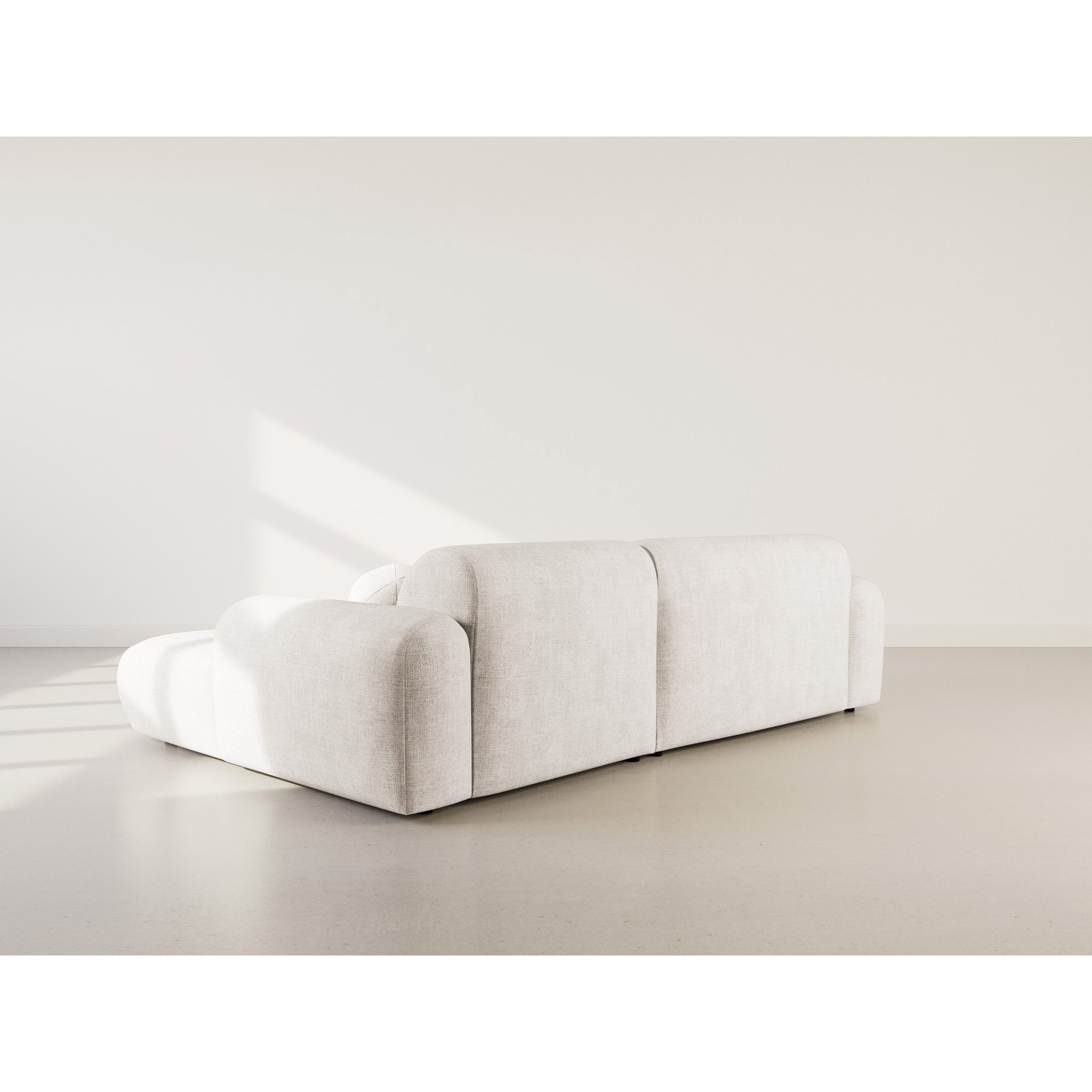 Louise - Canapé d'angle droit 4 places en velours texturé - Beige