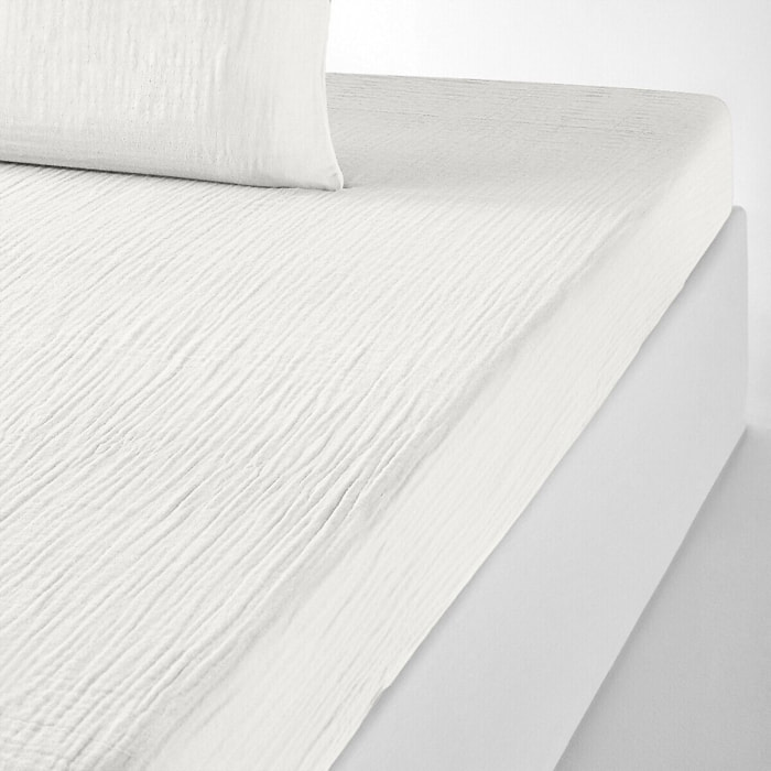 Drap Housse - Bonnet:30cm 100% gaze De Coton Blanc Pur