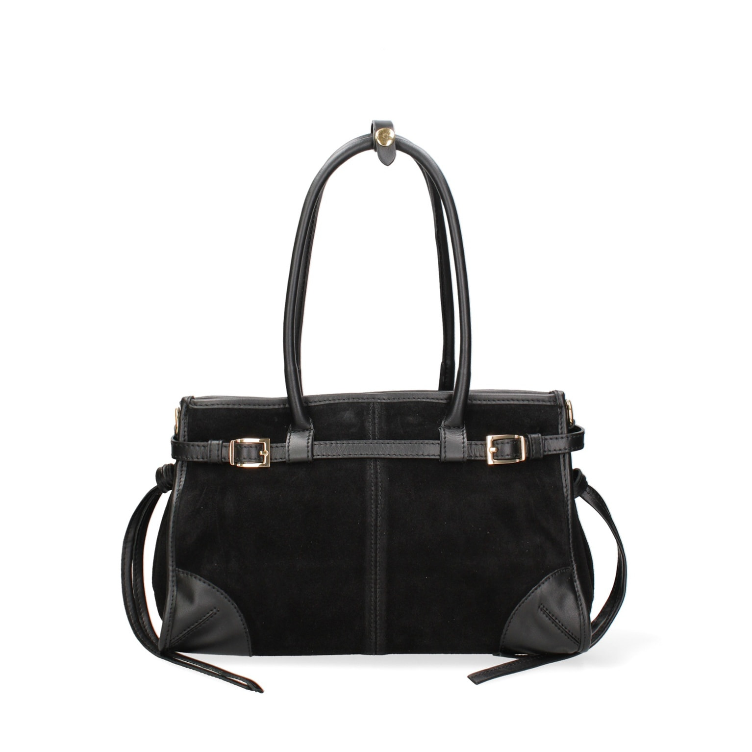 Borsa a spalla da donna Made in Italy - Modello Novara Ultra - Pelle scamosciata - 31.5 x 20.0 x 14.0 cm