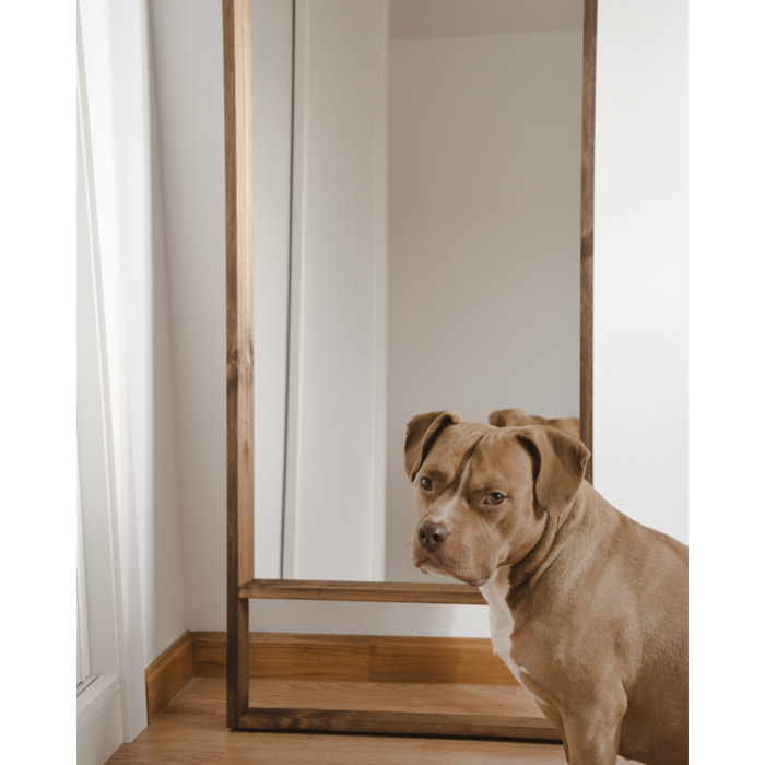Miroir effet bois massif ton chêne foncé en différentes tailles