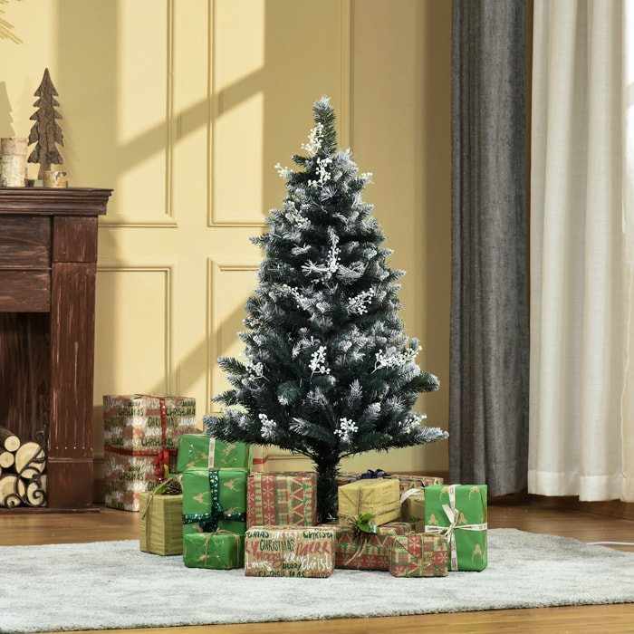 Árbol de Navidad 120 cm Árbol de Navidad Artificial con 222 Ramas 28 Decoraciones Soporte de Acero Base Plegable y Desmontable para Salón Verde