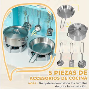 Cocina de Juguete para Niños +3 Años Cocina de Madera Infantil Cocinita Infantil con Sonido Fogón Horno Grifo Fregadero Microondas Lavadora Máquina de Hielo y Accesorios de Cocina Azul