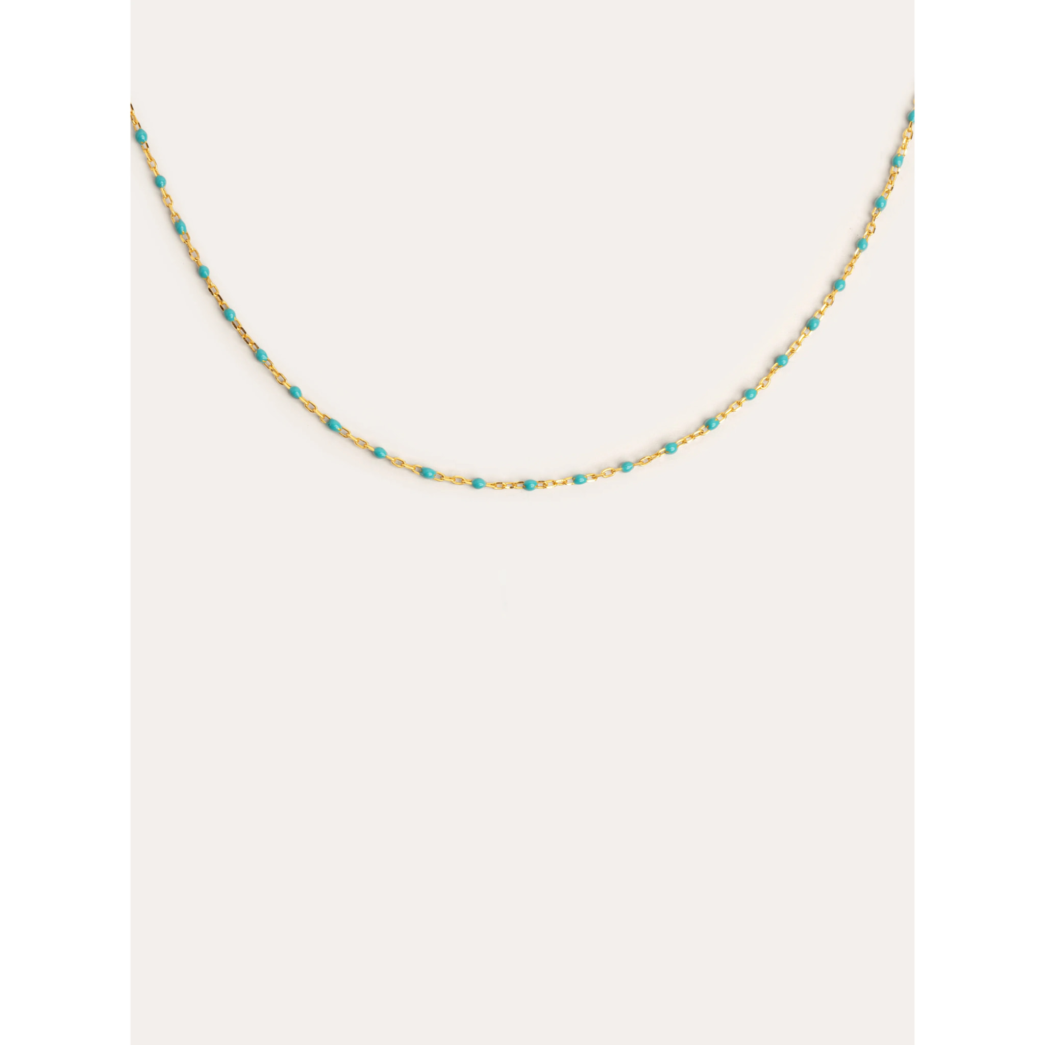 Collar Dots Turquoise Enamel Plata Baño Oro