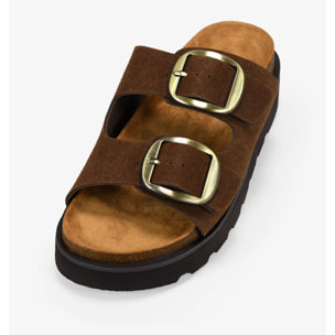 Sandalias de piel marrones con doble hebilla