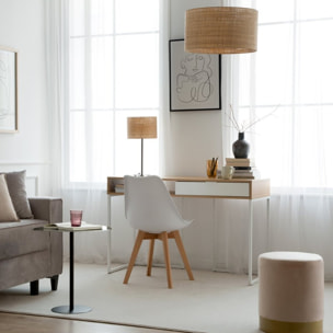 Bureau Gauguin -tableau technique stratifié-couleur chêne clair/blanc 120 x 78 x 50 cm