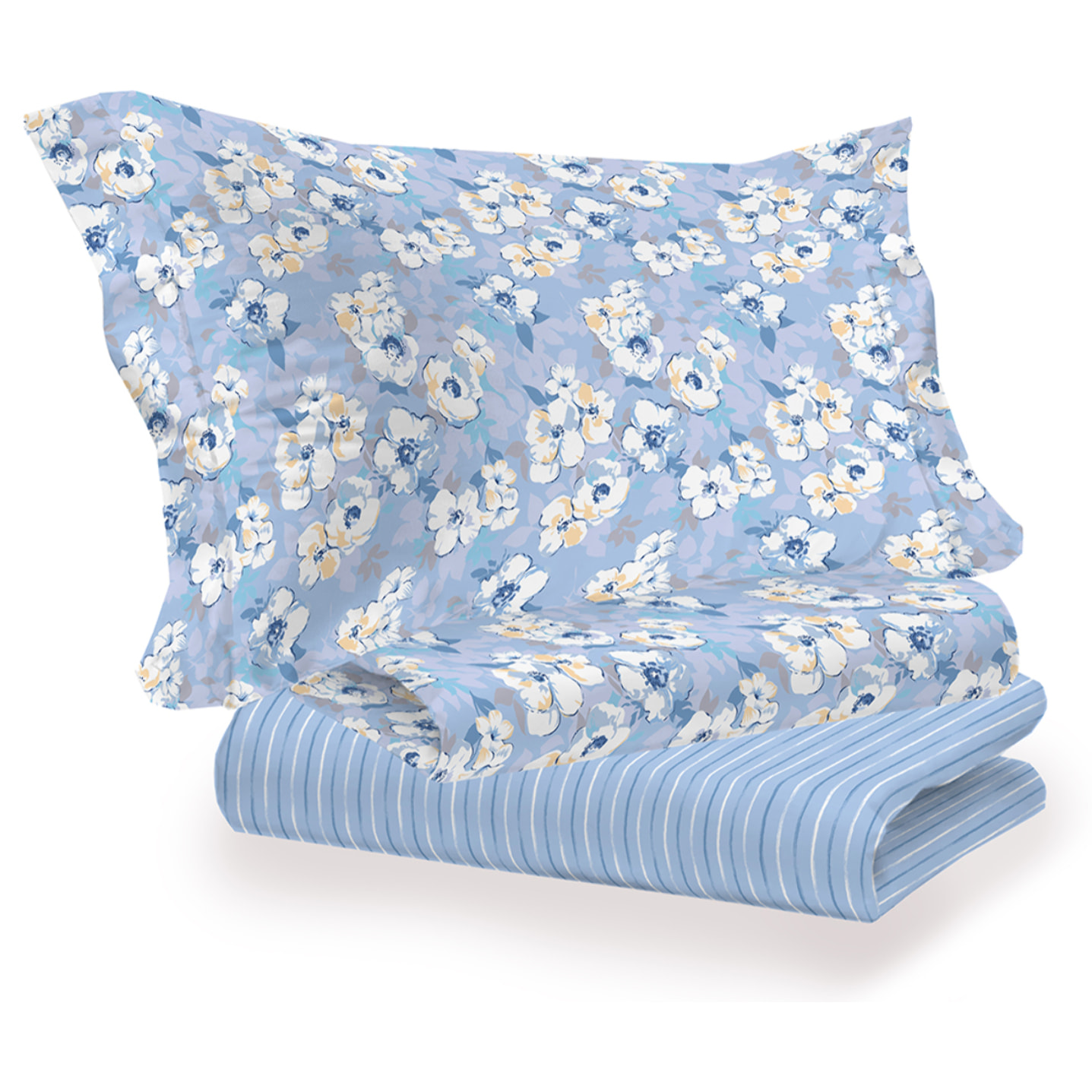 Completo letto indie azzurro in cotone 100% cotone