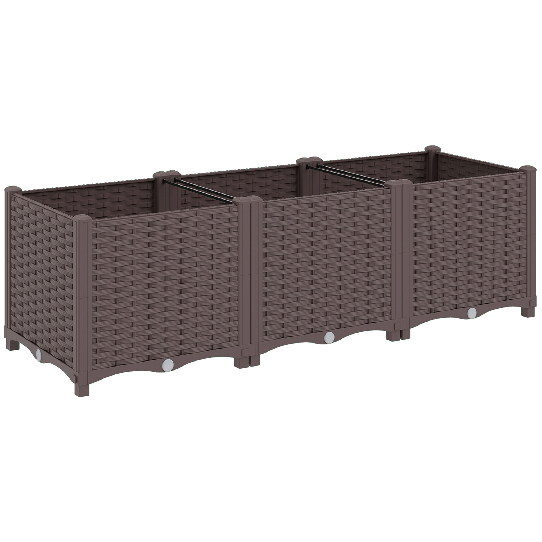 Jardinière surélevée auto-irrigantes trous de drainage PP marron