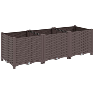 Jardinière surélevée auto-irrigantes trous de drainage PP marron