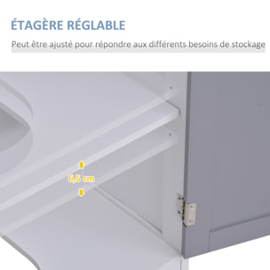 Meuble salle de bain - meuble sous-vasque - placard 2 portes avec étagère - dim. 60L x 30l x 60H cm - MDF gris blanc