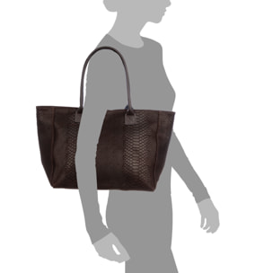 Avola borsa a spalla donna. Pelle autentica scamosciata con stampa serpente.