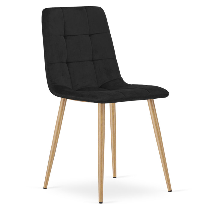 Set di 2 sedie Kara in velluto nero e gambe effetto legno