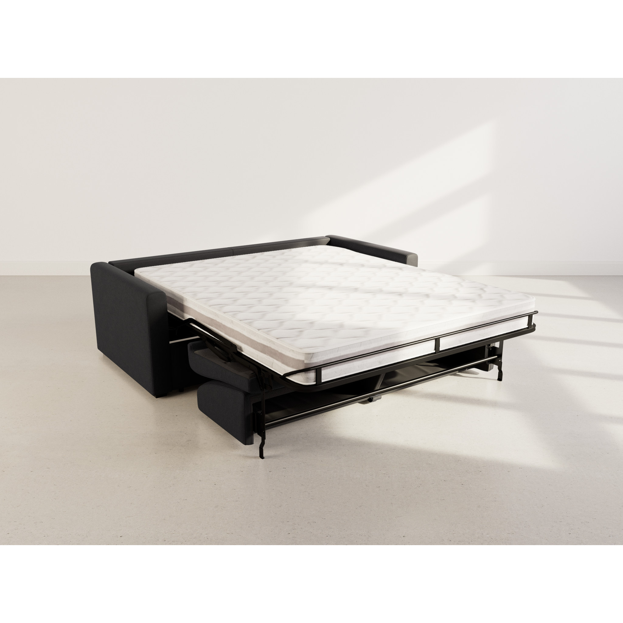 Julia - canapé lit 3 places convertible express couchage quotidien 140 cm matelas 18 cm en tissu - Noir