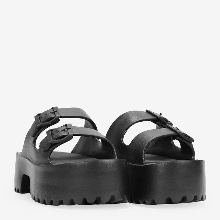 Sandalias de plataforma negras en goma