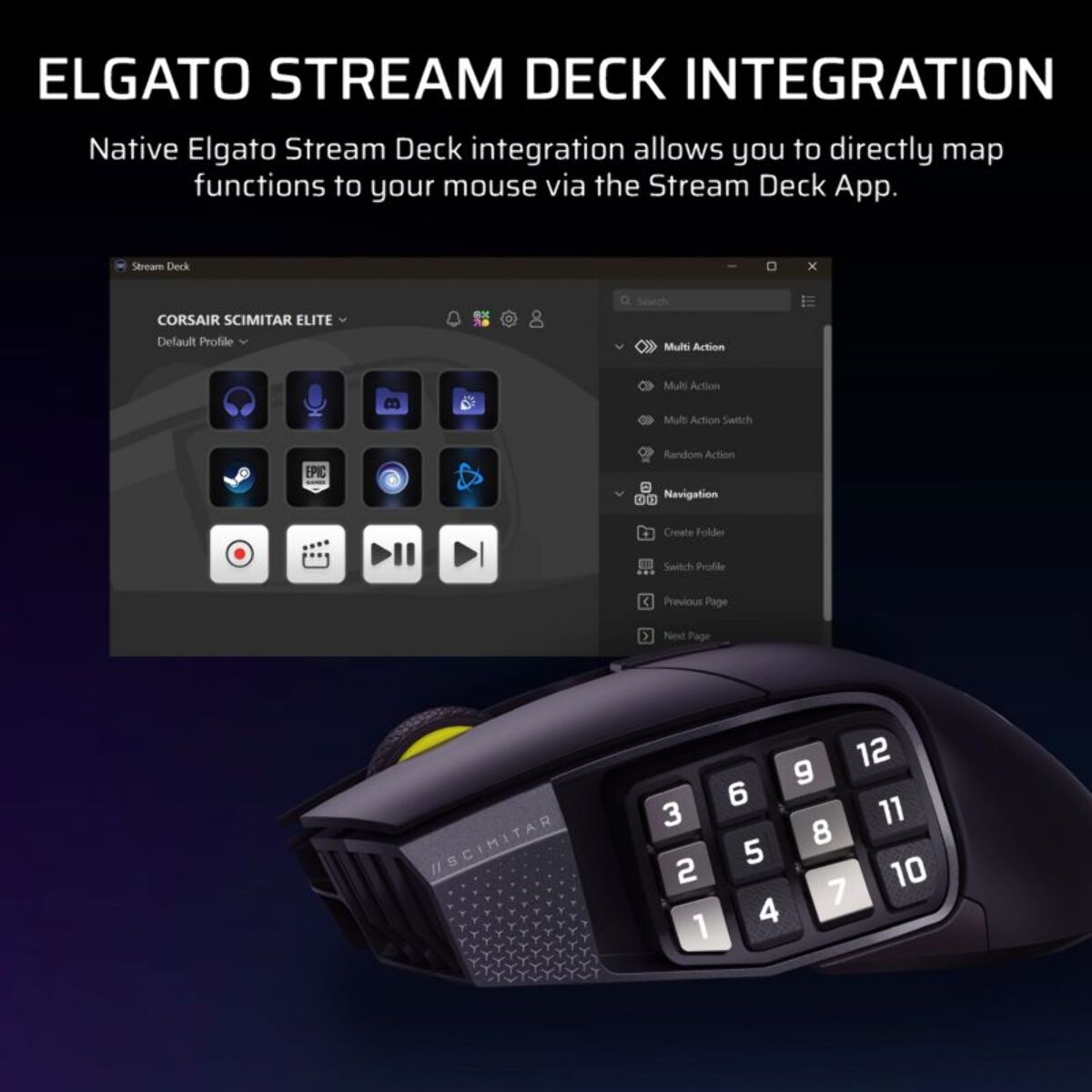 Souris Gamer Sans Fil CORSAIR SCIMITAR ELITE WL SE GUN METAL