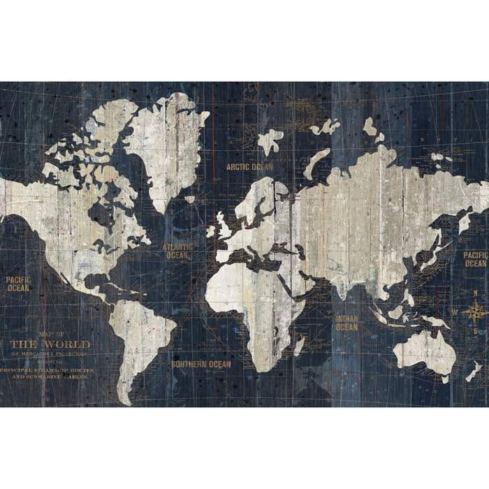 Tableau Carte du monde voies navigables Tableau alu Dibond