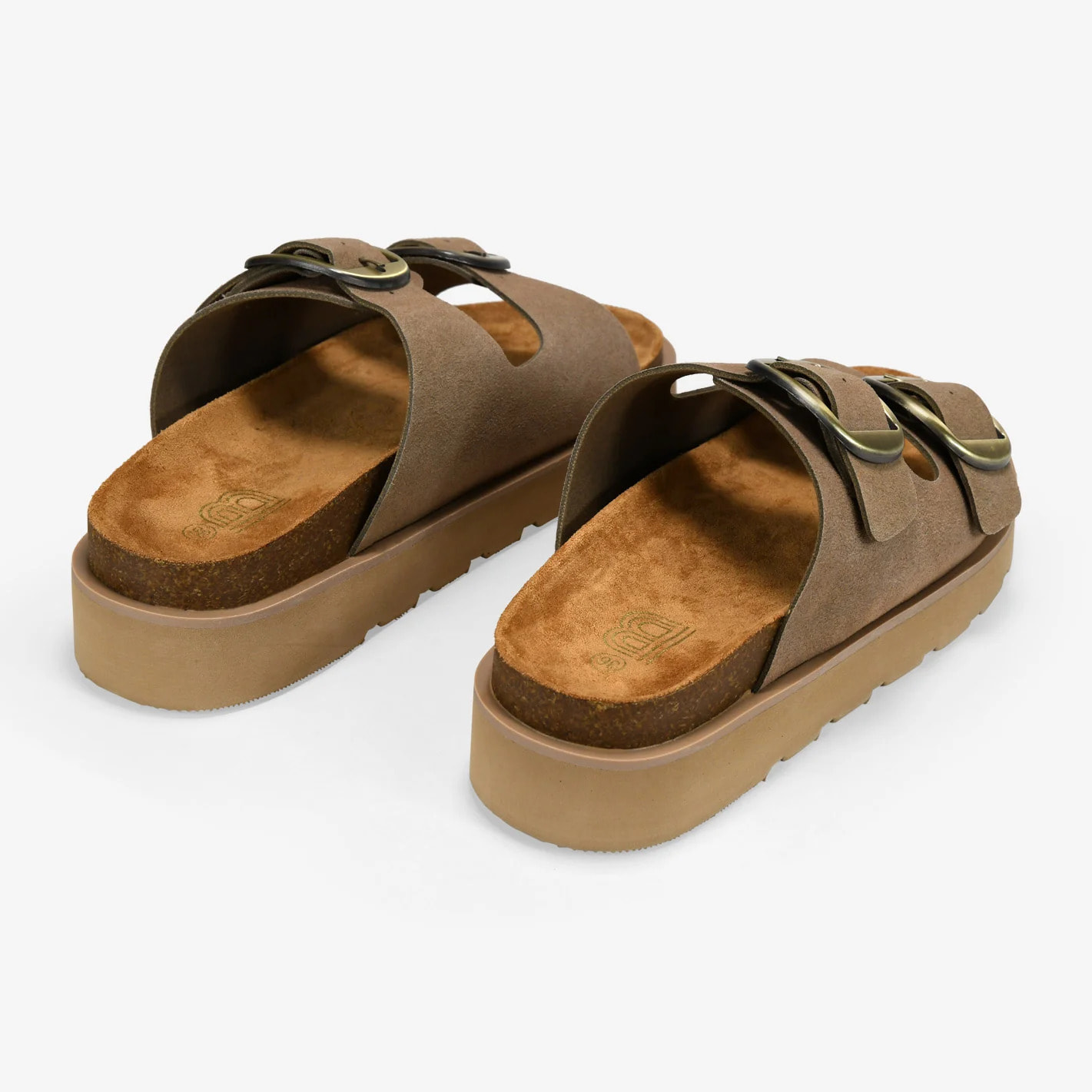 Sandalias de piel arena con doble hebilla