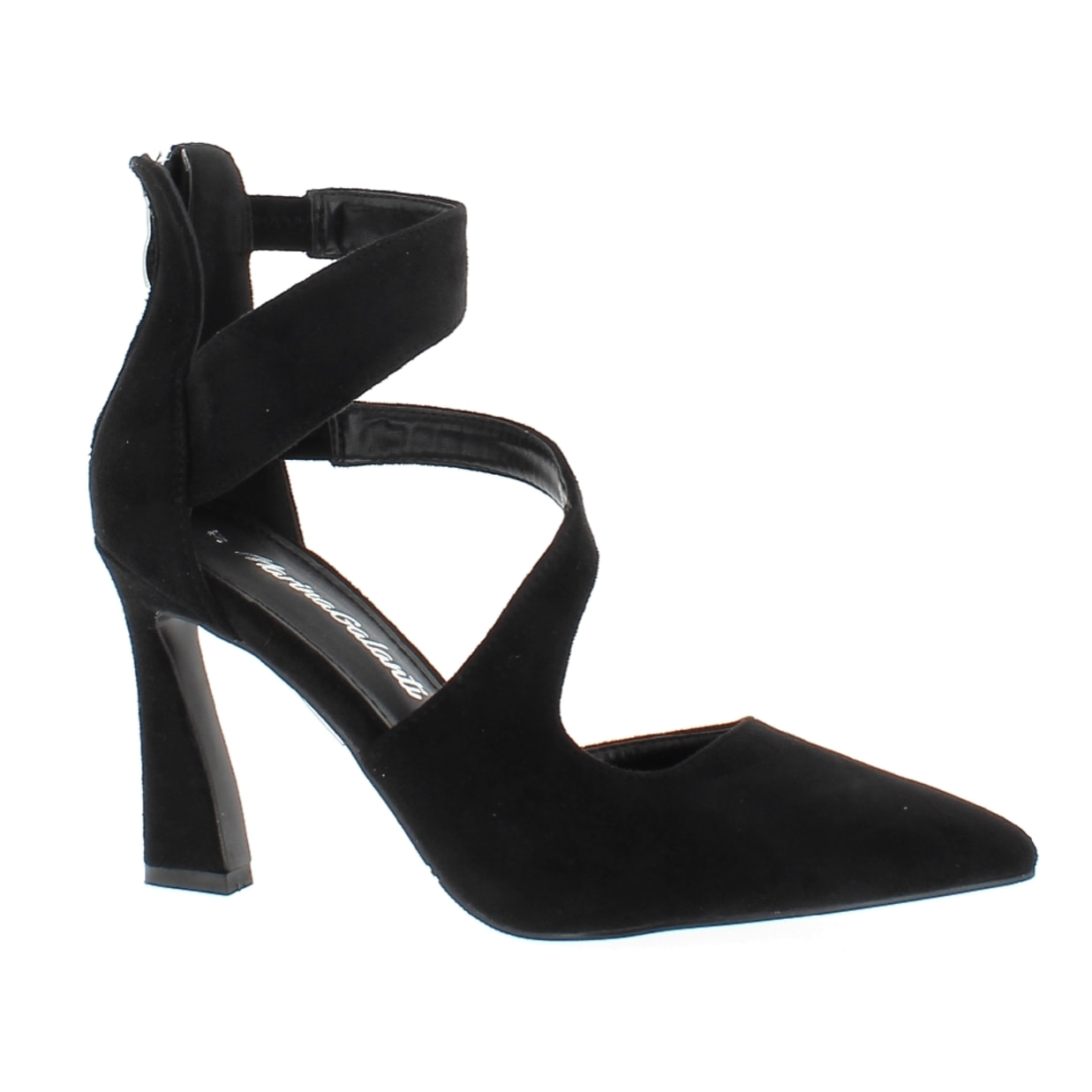 Marina Galanti Scarpe Donna Smooth Eco-Suede Hankle Strap D'Orsay Spool Heeled 90 MG W24A063 Black