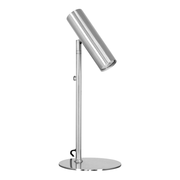 Lampada da tavolo Paris in acciaio argento con testa orientabile