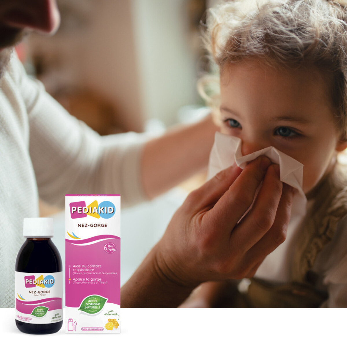 PEDIAKID - Sirop Nez-Gorge - Complément Alimentaire Naturel - Formule Exclusive au Sirop d'Agave - Confort Respiratoires - Arôme Naturel Miel-Citron - Lot de 3 sirops de 125ml