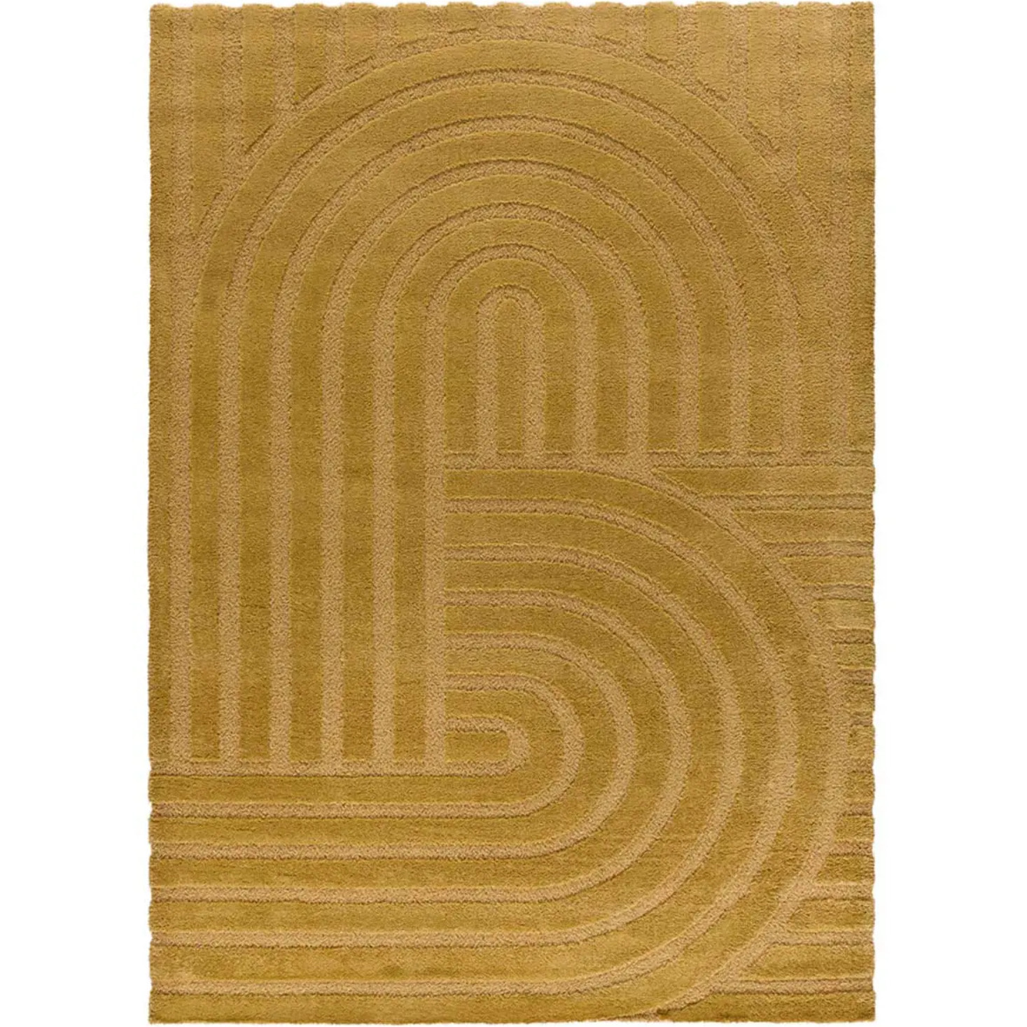 SNOWY Alfombra con relieve de estilo escandinavo en mostaza, varias medidas disponibles.