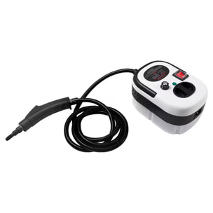 Limpiador de vapor de 2500W con vapor a 105°C y 3 bares de presión. Depósito de 900 ml con 6 niveles de vapor. Incluye 7 cabezales.