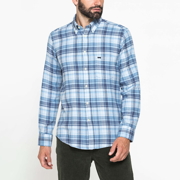 CAMICIA FANTASIA TINTO FILO IN FLANELLA LEGGERA