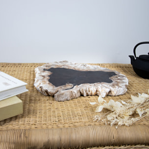 Plateau de présentation en bois pétrifié nuancé