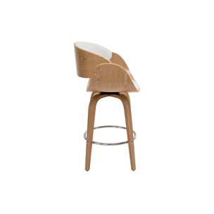 Tabouret de bar pivotant blanc et bois clair H69 cm BENT
