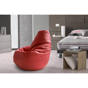 Pouf Annachiara, Pouf a sacco, 100% Made in Italy, Poltrona a sacco in ecopelle, Cm 70x70h110, Rosso